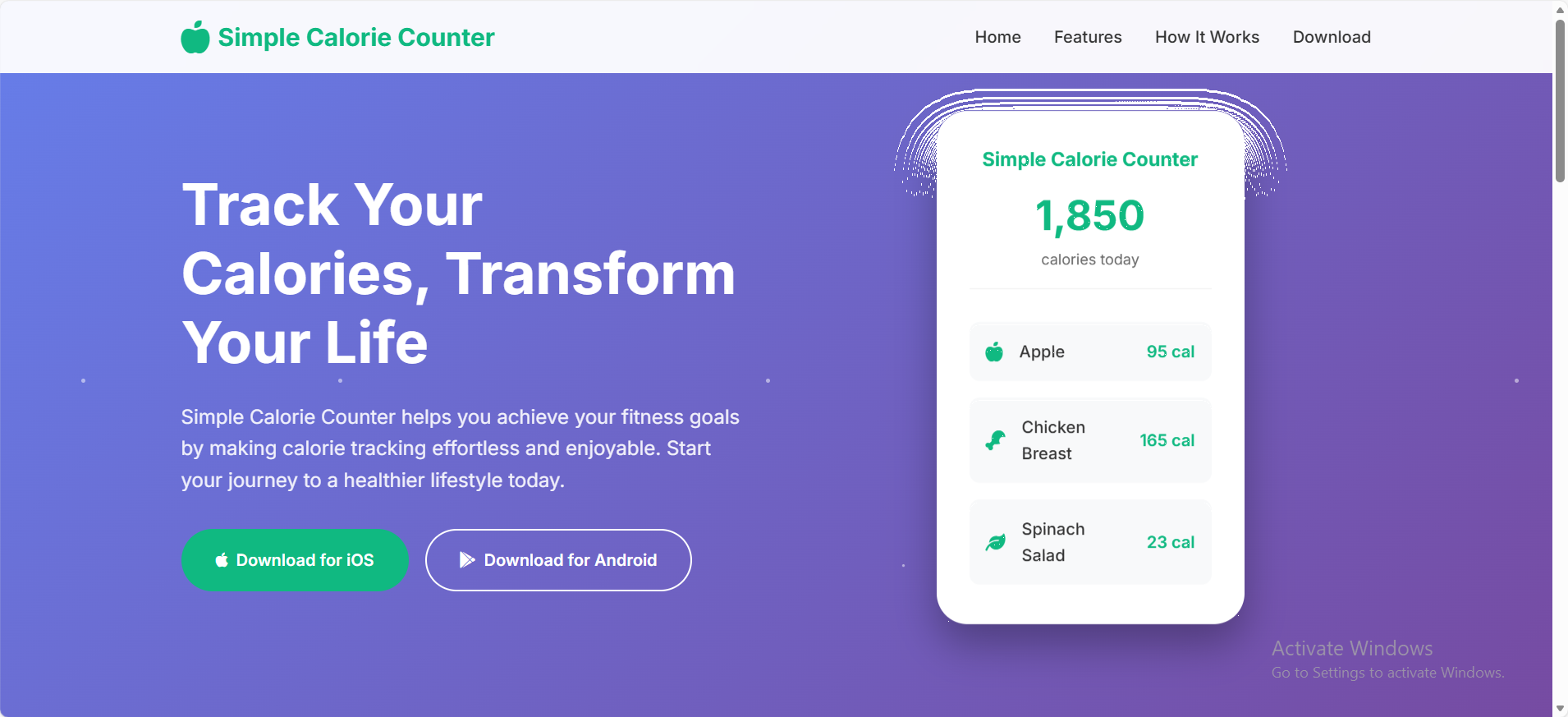The Simple Calorie Counter